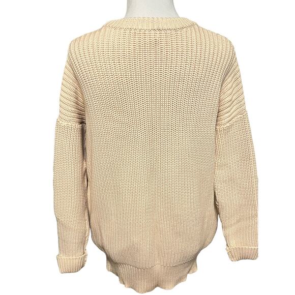 Demylee Cotton Sweater •L•Pullover Chunky Knit Crew Neck Oversized Drop Shoulder - Picture 5 of 9